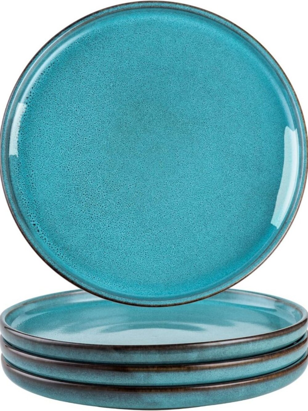 Set of 4 Fluted 10-Inch Ceramic Dinner Plates - Scratch Resistant, Dishwasher